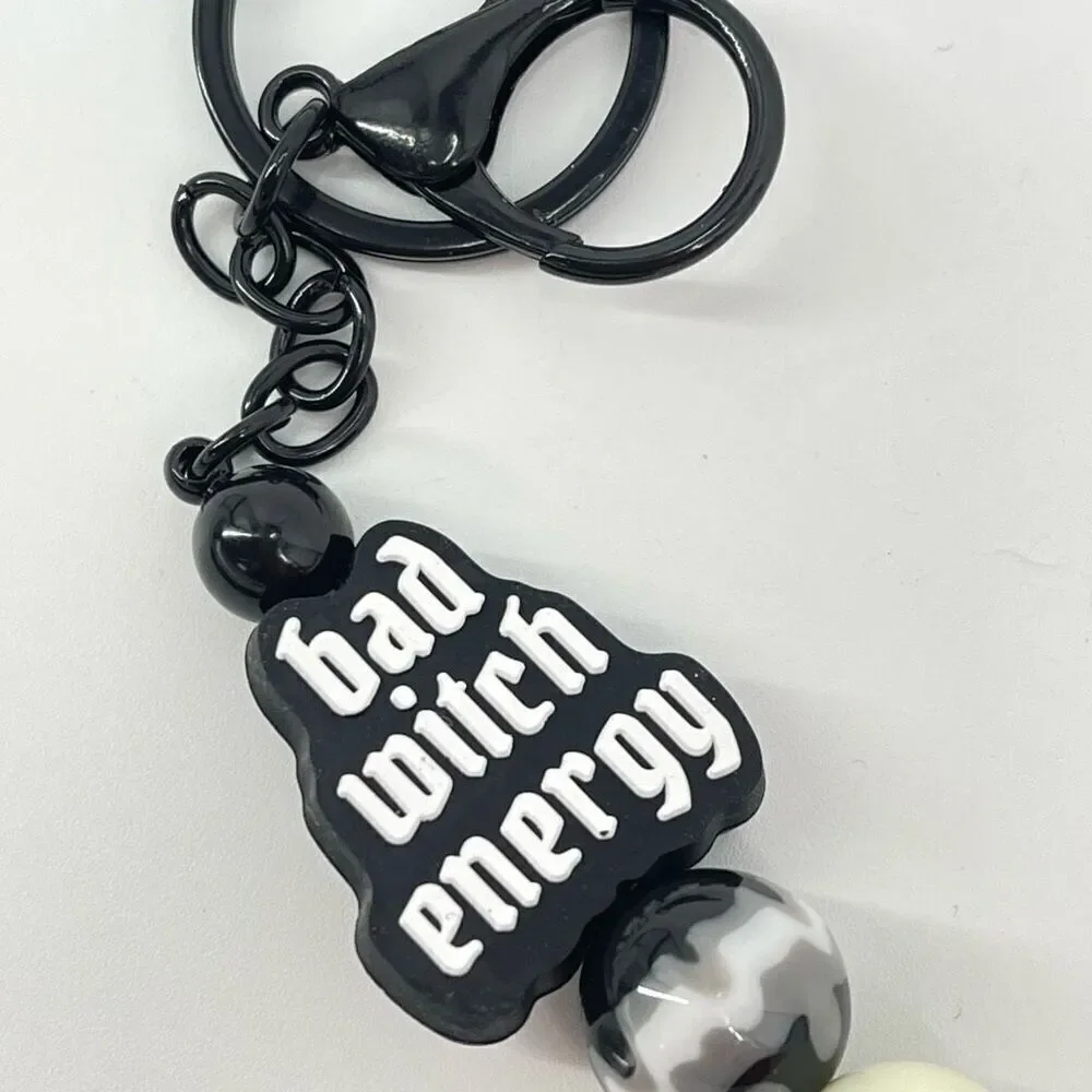 Keychain purse charm Beaded Keychain For Women, Silicone bead Bad Witch Energy